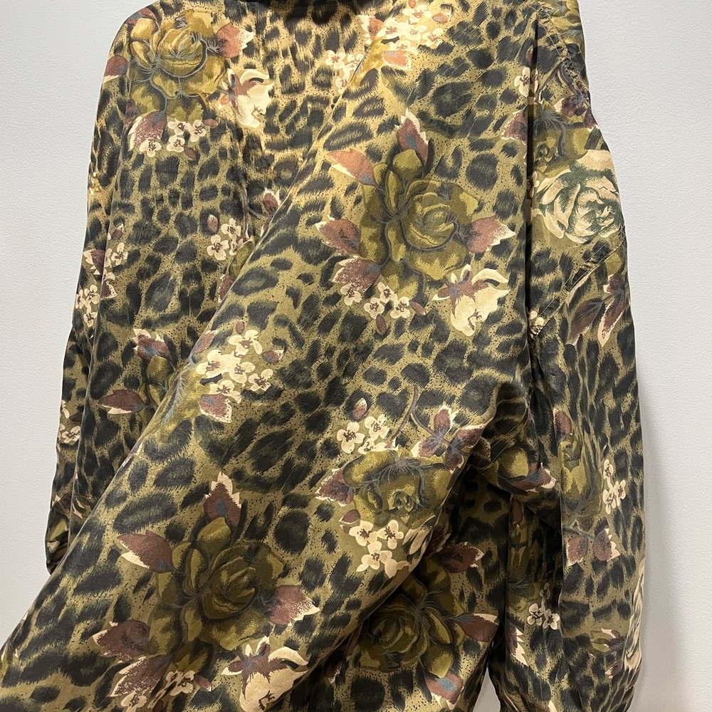 Vintage leopard print 80s 100% silk‎ bomber oversize jacket Size 3X - Picture 8 of 9